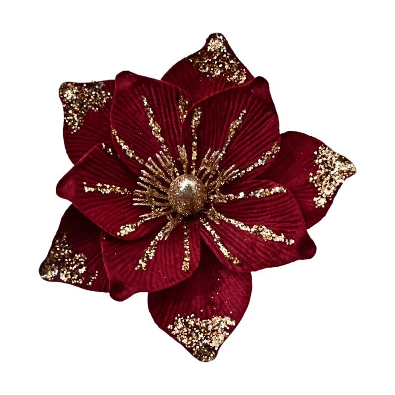 Gold Dust Christmas Flower Christmas Tree Ornament Accessories Christmas Wreath Ornament Christmas Decoration Flower Head False Flower