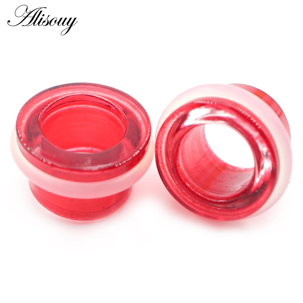 

Alisouy 2 шт прозрачные акриловые полые ушные туннели пробки расширитель конусный растягиватель телесные калибры расклешенный пирсинг украшения для тела 7mm красный