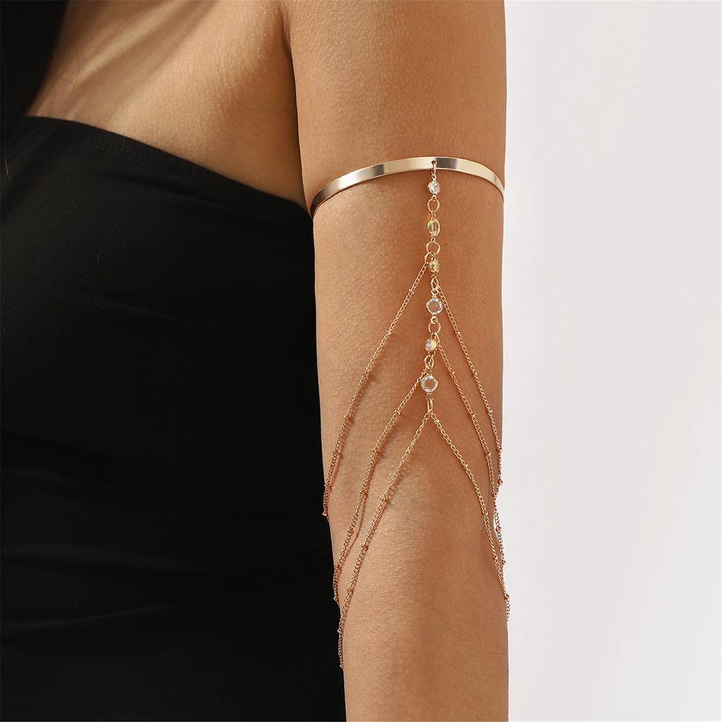 Adjustable Iron Resin Arm Cuff Bracelet With Detachable Fringe Design For Casual Or Formal Outfits
