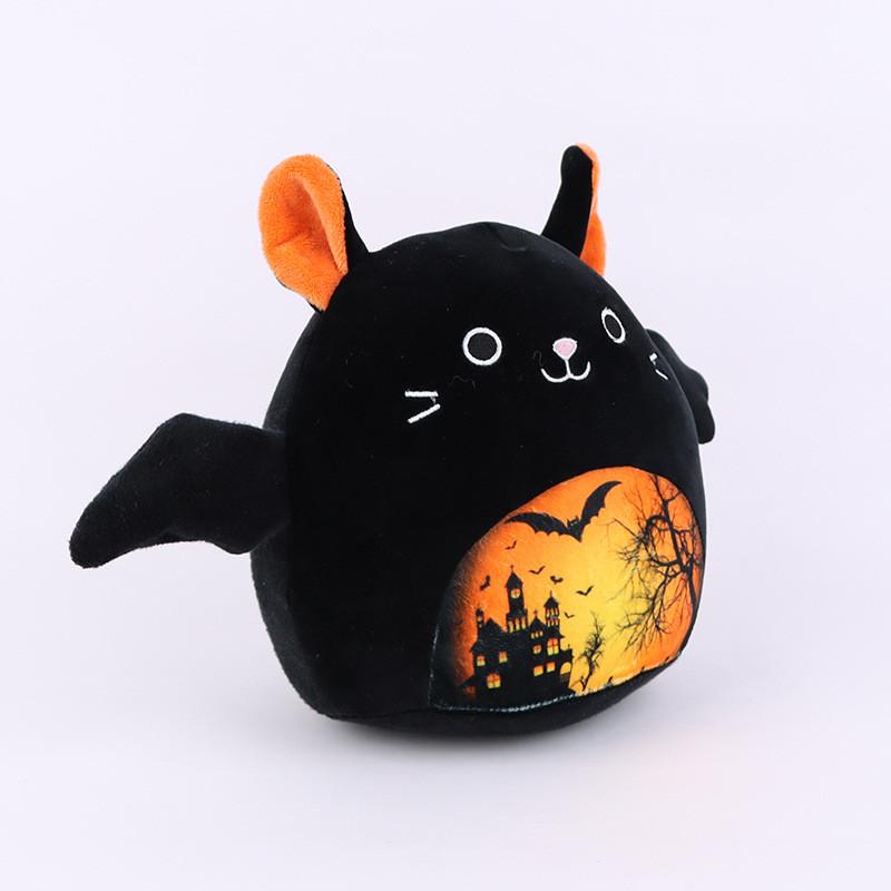 Halloween Cat Print Bat Plush Toy Animal Stuffed Doll Gift Home Decorations 32cm