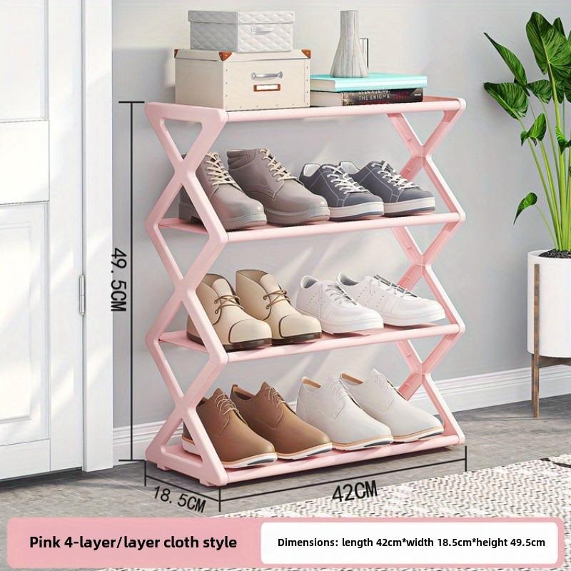 

Heavy Duty X-shaped Shoe Rack - Space Saving, Easy To Assemble, Sturdy Metal Structure, Dust-proof Shoe Cabinet Type рожевий