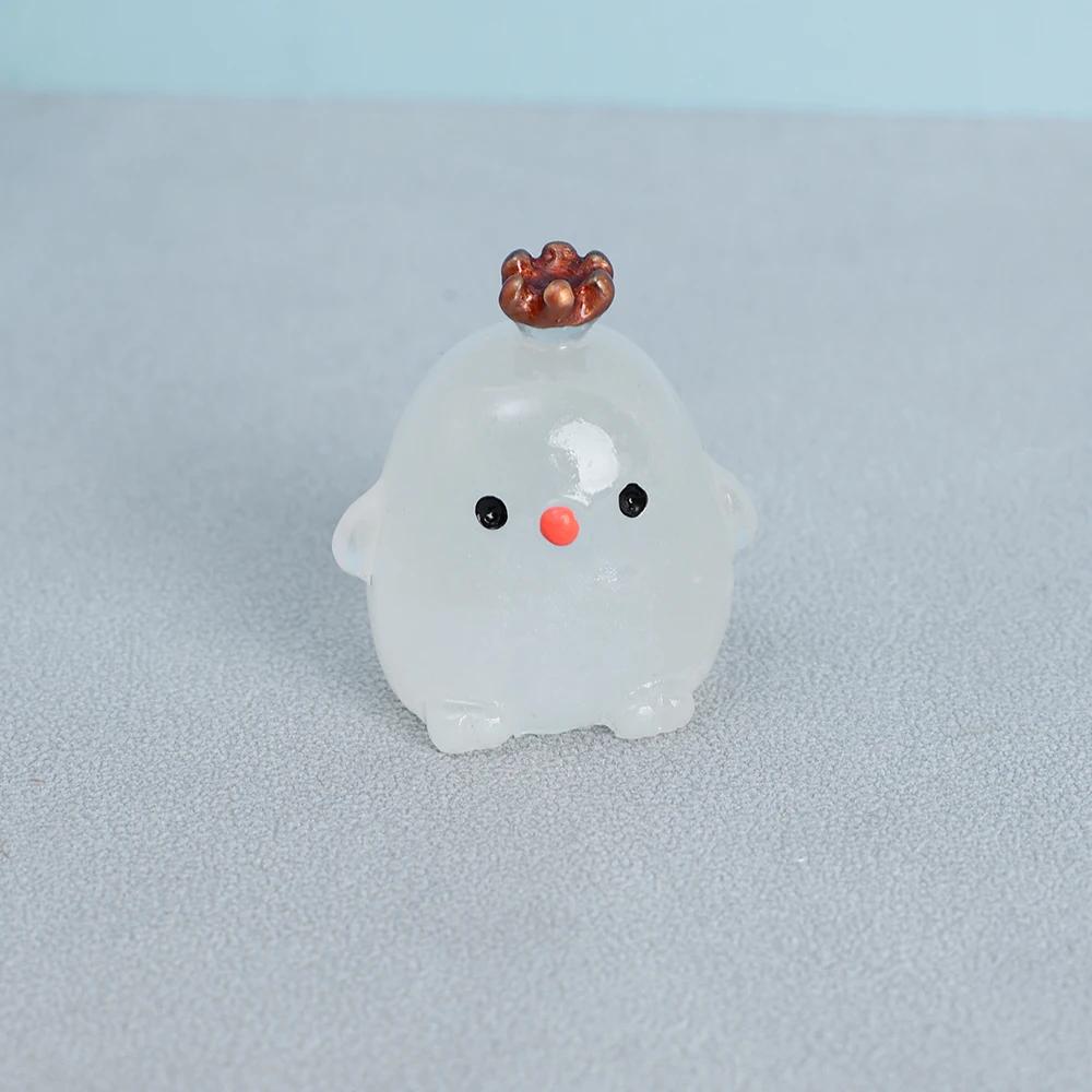 Mini Car Luminous Chicken Ornaments Cartoon Noctilucent Chicken Resin Doll Car Pendant Cute Car Interior Decoration Accessories