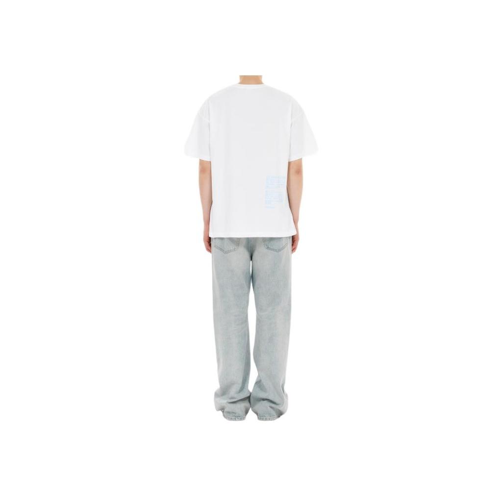 We11Done Letter Print Logo Embroidered Ribbed High Street Crew Neck Drop Shoulder Short Sleeve T-Shirt Men T-Shirts White WD-TT2-24-760-U-WH