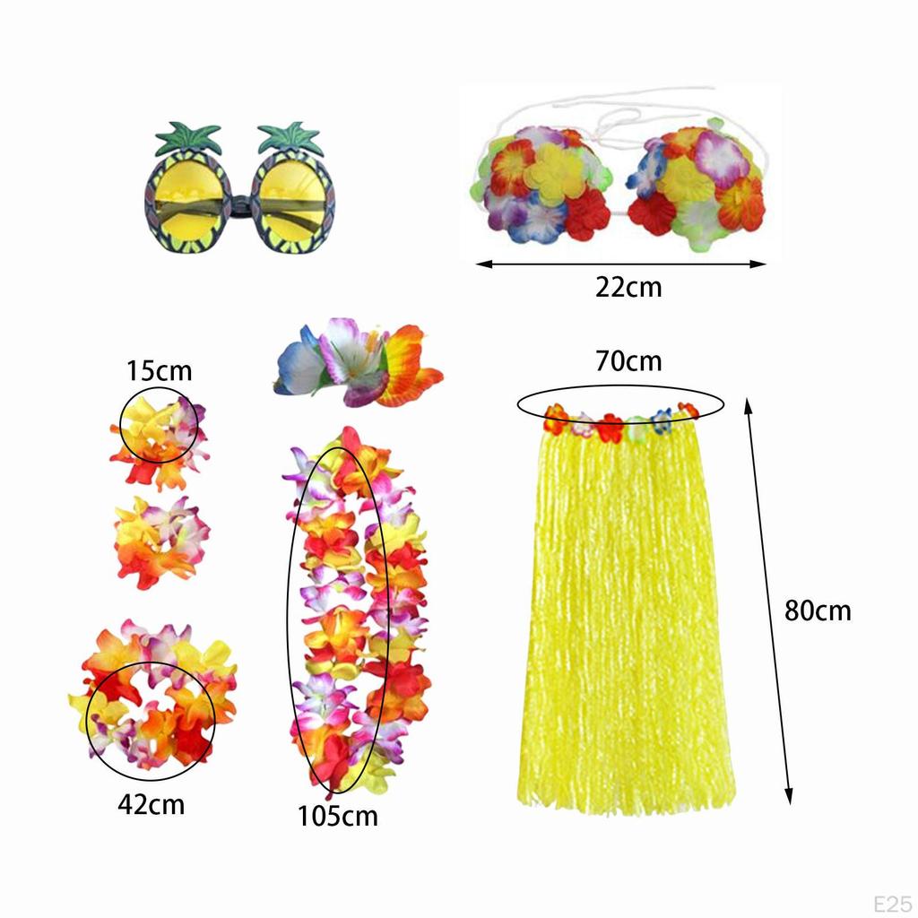 hawaiian Skirt Costume Set Dancewear Glasses for Cosplay Beach Party Decorations