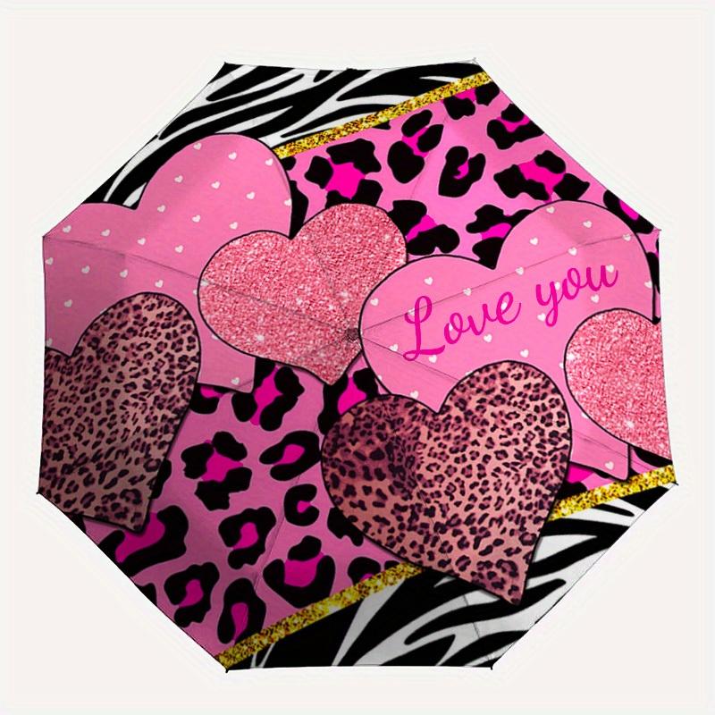 

1pc Leopard love Zebra pattern Pattern Design Umbrella,Compact Umbrella, All Season, Travel, Outdoor, One Touch Auto Open and Close,Christmas Gift