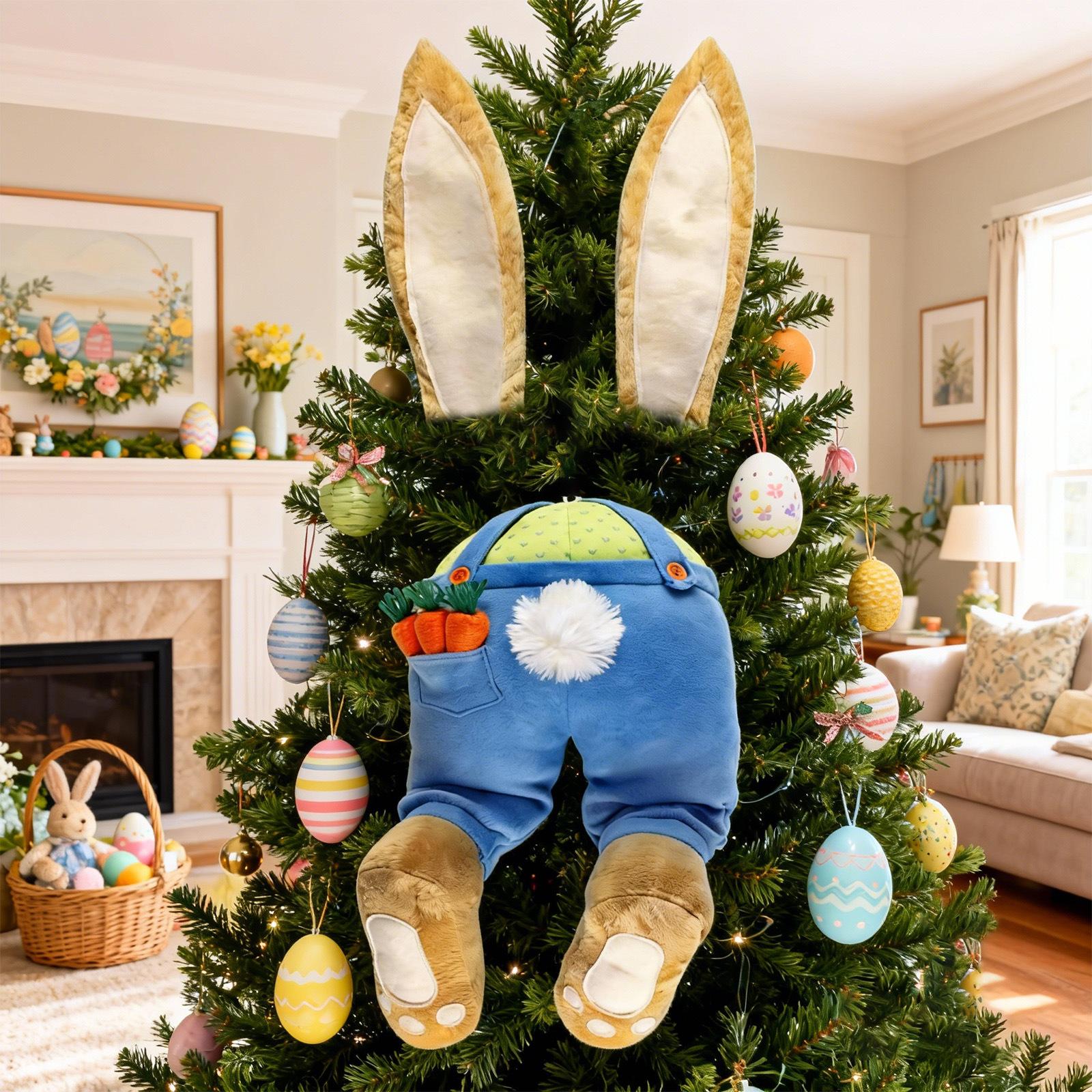 

Easter Decor Bunny Butt Wreath Kit, Bunny Butt With Ears, Home Wall Hanging Cartoon Ornament Decor, Welcome Sign Wreath Attachment, One Size