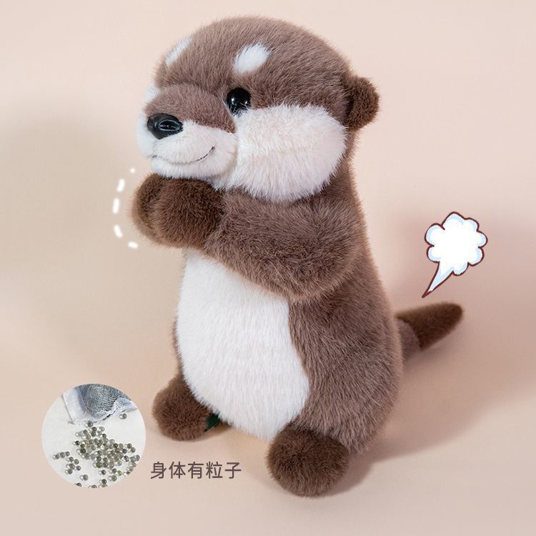 Peluche Realistico di Lontra Morbido Carino Animale di Peluche Lontra Marina Bambola Bambini Bambola Confortevole Regalo