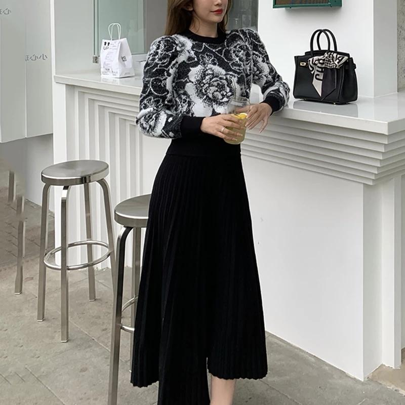 Серые женские свитера с цветочным принтом в стиле Харадзюку — фото 5