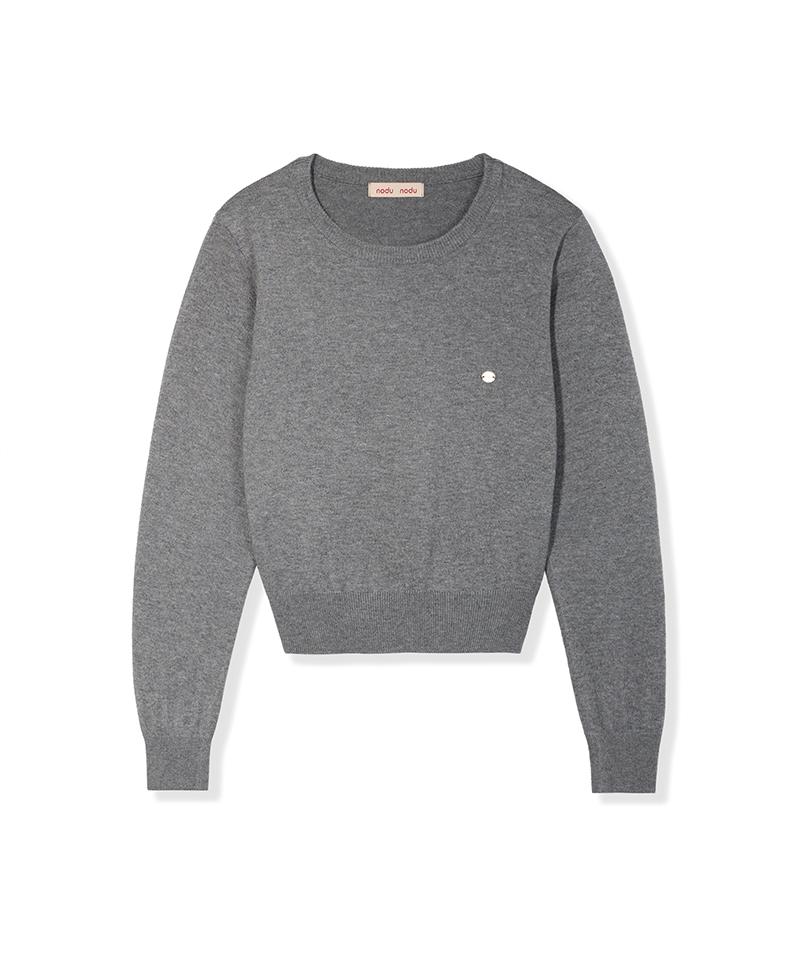 Nodeuyuumeon Basic Crew Neck Knit [Dark Gray]