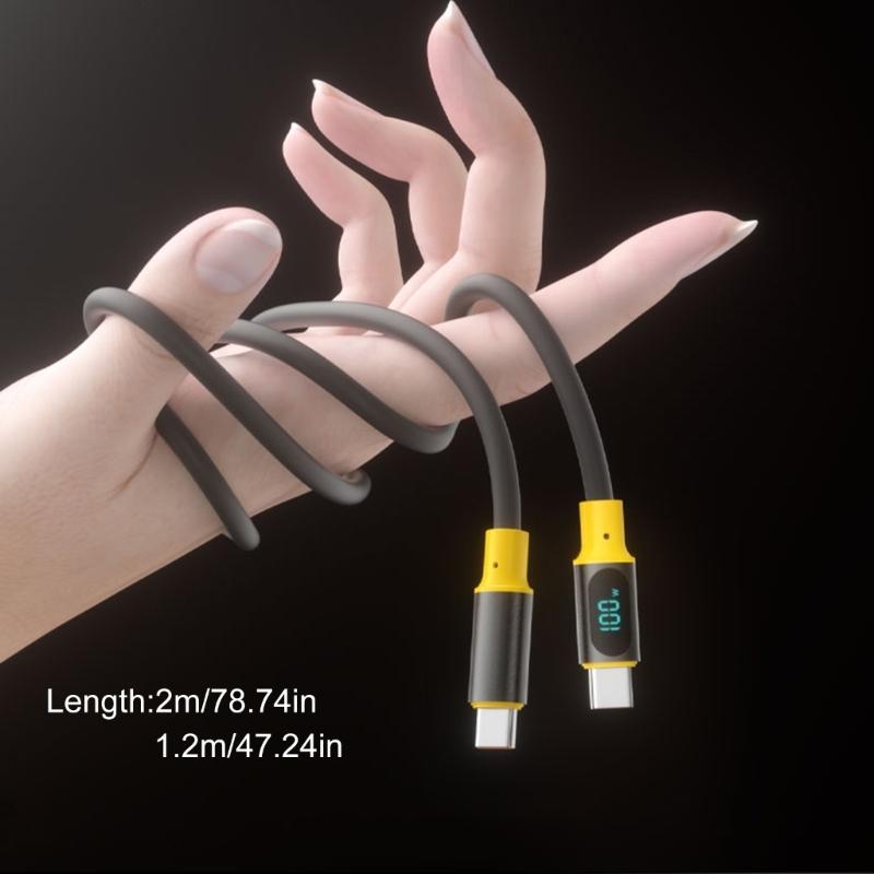 Fast Speed PD100W Power Cord Digital Display Charging Cable for Fast Charging and Data Sync Double End USB C Port