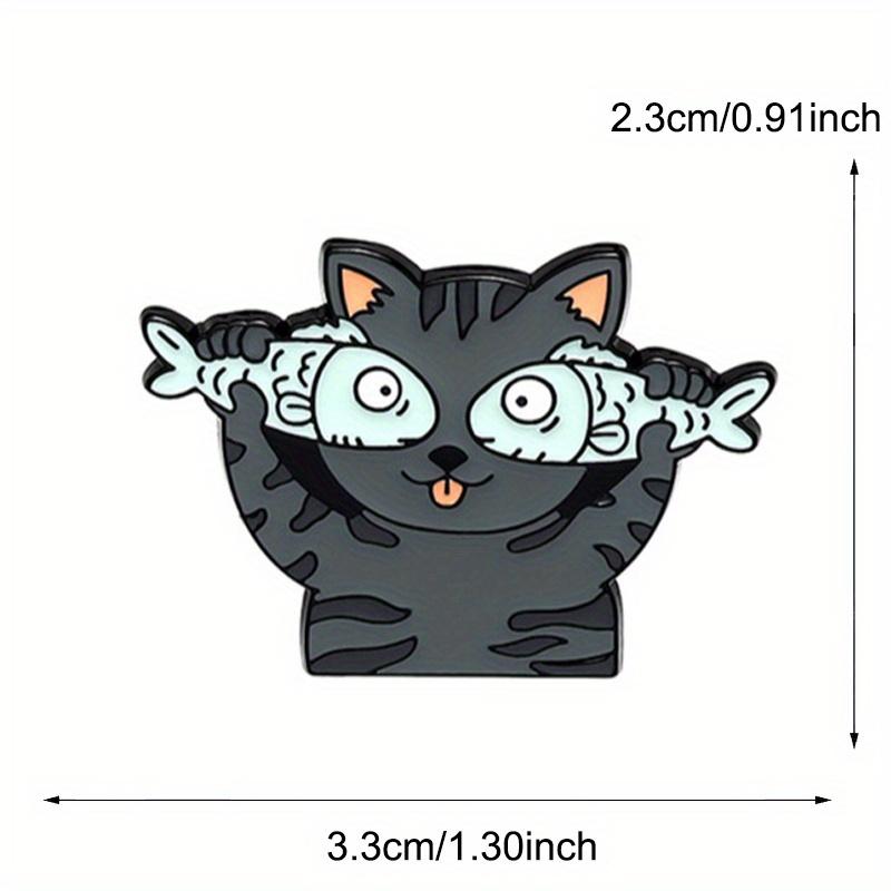 In The Eyes of A Cat There Are Only Fish Funny Brooch Pin Cute Cat Button Collar Pins Badge