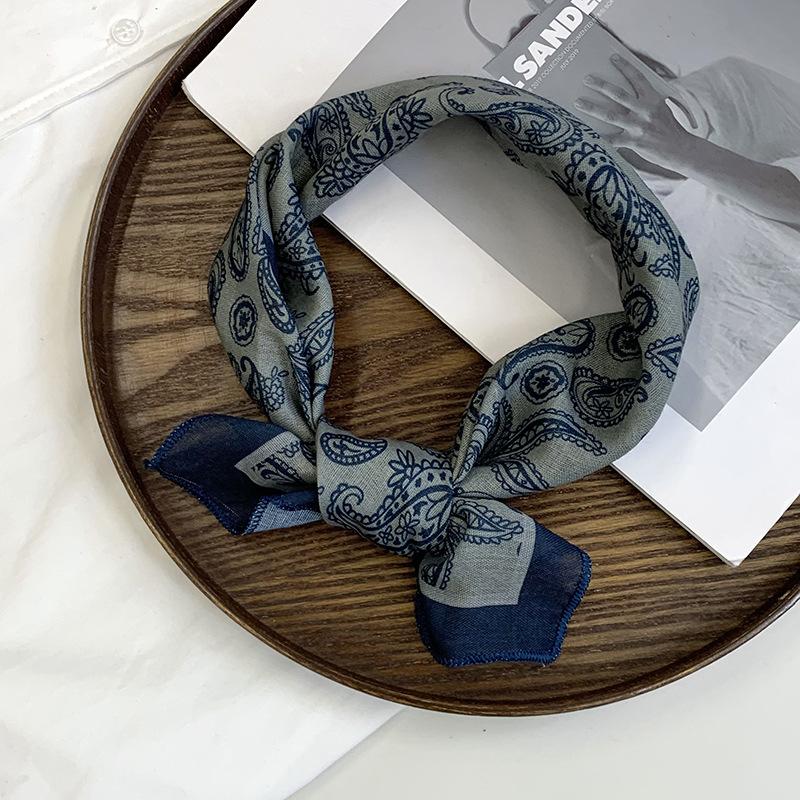 Silk scarf neck small square scarf summer match shirt neck neck protection small scarf headscarf summer women's pastoral hair band hair accessories