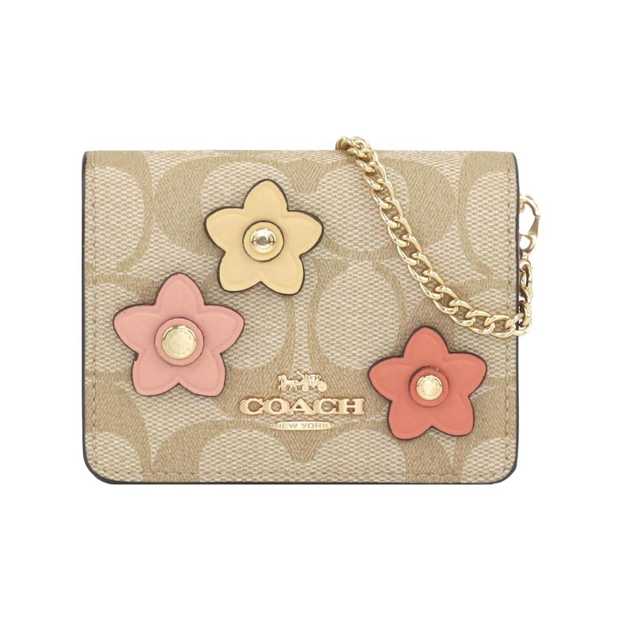 Coach Classic Monogram Floral Print Leather Chain Crossbody Wallet Mini Women wallet Khaki CH620-IMOT4 Basic Set (Bag+Dust Bag)