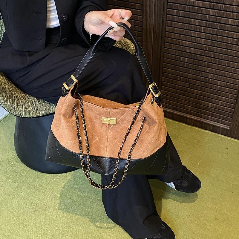 Fashion Chain Bucket Bag Women's Spring and Summer New Diamond Matte Large Bag Shoulder Messenger Bag