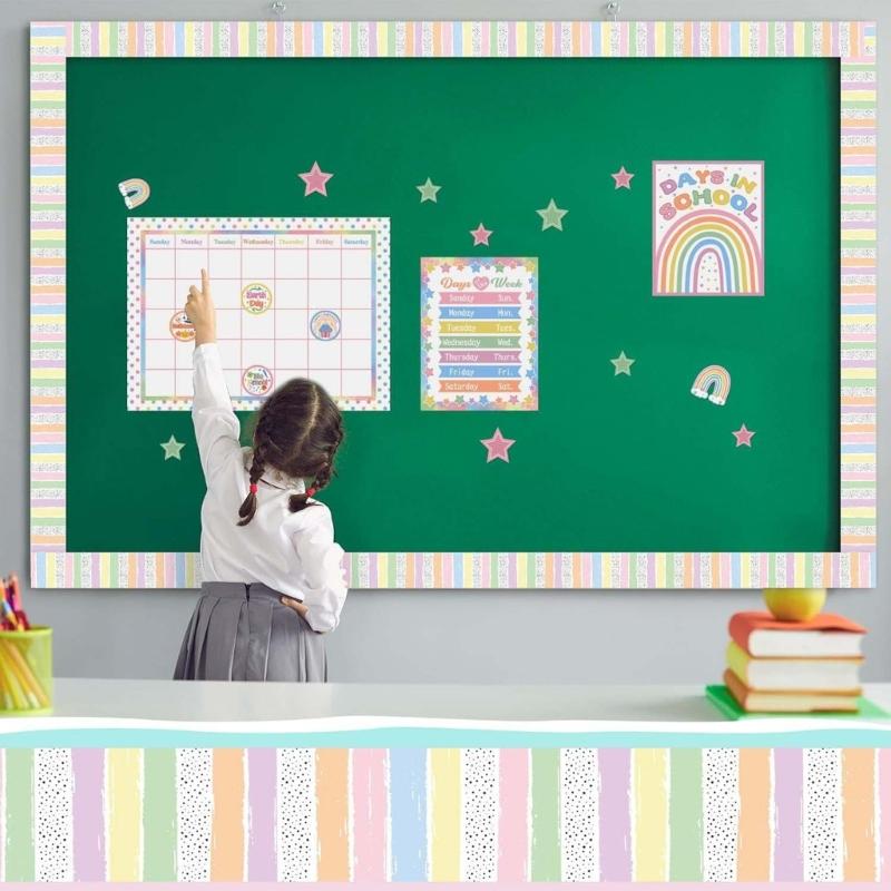 Bulletin Board Borders Colorful Border Trim Stripes Bulletin Board Border Classroom Borders for School Decorations