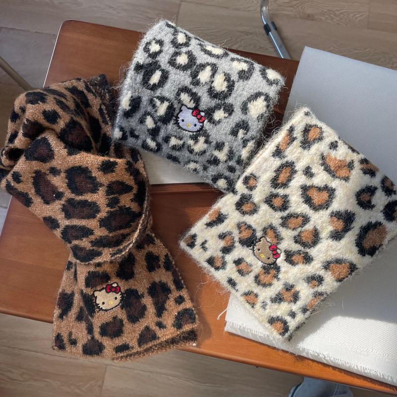 Koreanischer Süßer Leopardendruck Plüschschal für Kinder - Warmer Herbst/Winter Nackenschutz