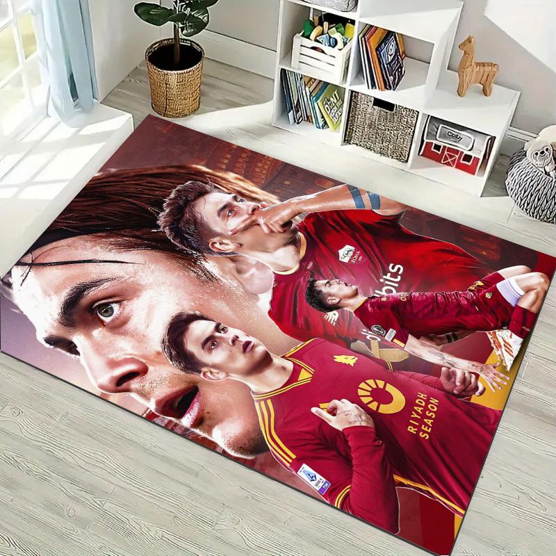 AS Rom Fußballstar Collage Druck Teppich Fußball Sport Rutschfeste Rechteckige Fußmatte Wohnzimmer Schlafzimmer Heimdekoration Fan Teppich
