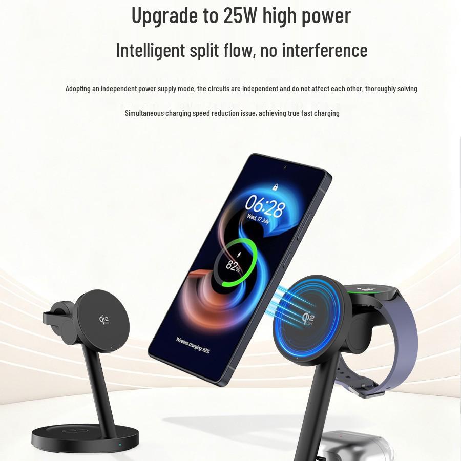 Qi2.2 Three-in-One 25W Magnetic Wireless Charger for Apple & Samsung Watches