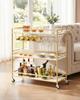 Bar Cart, 3 Tiers Home Kitchen Serving Carts, Modern Rolling Utility Station on Wheels, Mobile Drink Beverage Trolley with Wooden Shelf, Wine Rack,