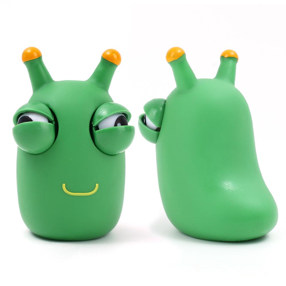 1/3pcs Novelty Green Worm Squeezing Toy Novelty Explosive Eye Squeezing Toy 3D Big Eye Children Adult Stress Relieving Toy