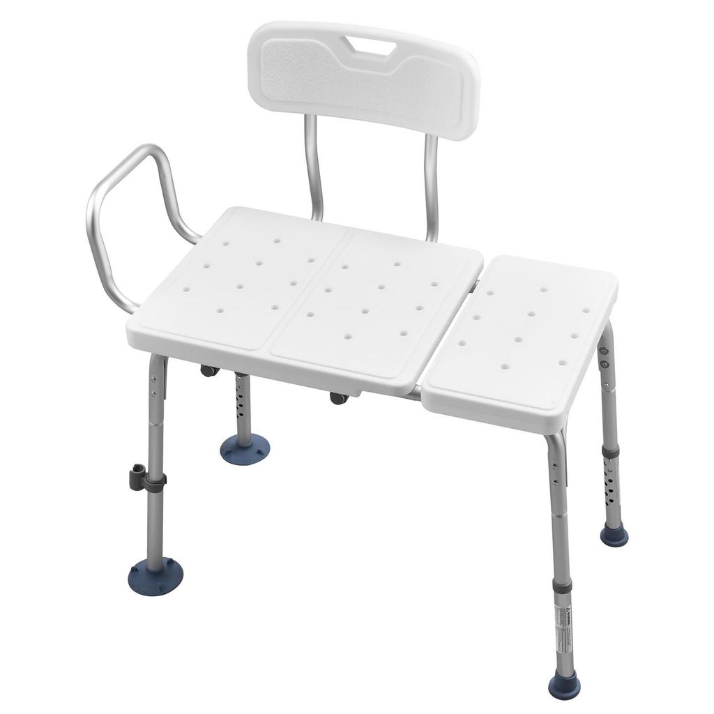 Tub Transfer Bench for Bathtub, 180 Kg Capacity Heavy Duty Shower Chair with Arm, Backrest and Curtain Slot, Height Adjustable Shower Bench Bath Seat