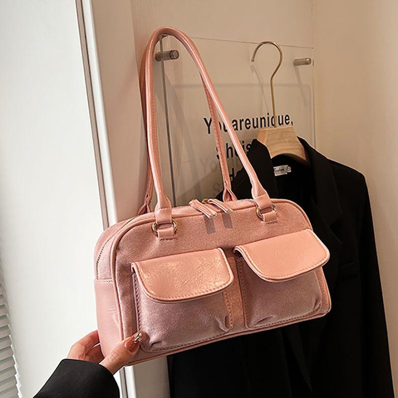 

Нишевая сумка подмышку женская 2025 новая трендовая модная ретро сумка-тоут универсальная большая вместимость Maillard сумка для поездок розовый