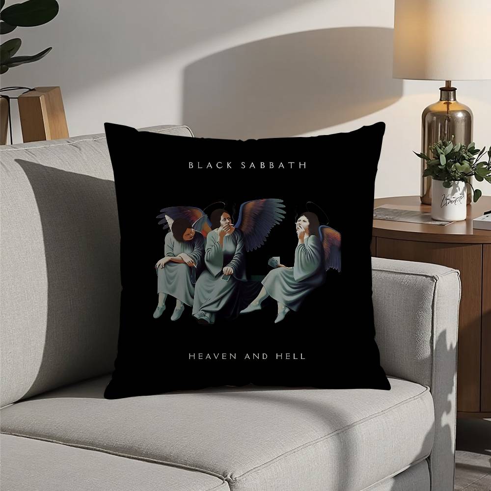 B-Black S-Sabbath Band Pillow Case Sofa Decorative Home Double-sided Printing Short Plush Cushion Pillow Cover Holiday Gift