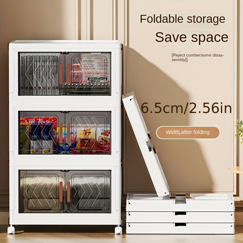 Multi-layer Household Storage Cabinet, Foldable And Stackable Plastic Organizer, No Installation Required,  Folding storage Box