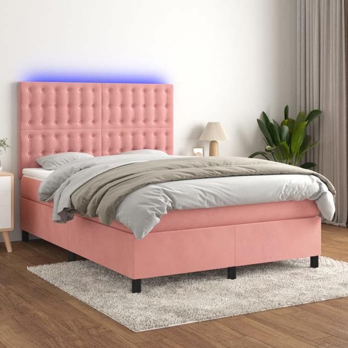 VidaXL Bed Slatted Base with Mattress and LEDs, Upholstered Bed, Double Bed, Adult Bed for Interior Bedroom, 3136364