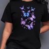 Women's Sports Butterfly Print Short-Sleeve T-Shirt - Stretch Comfort Crew Neck Top