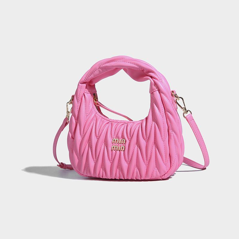 High-End Wrinkle Bag 2024 Spring Summer New High-End Light Luxury Handheld Crossbody Crescent Bag Celebrity Same Style Small Bag