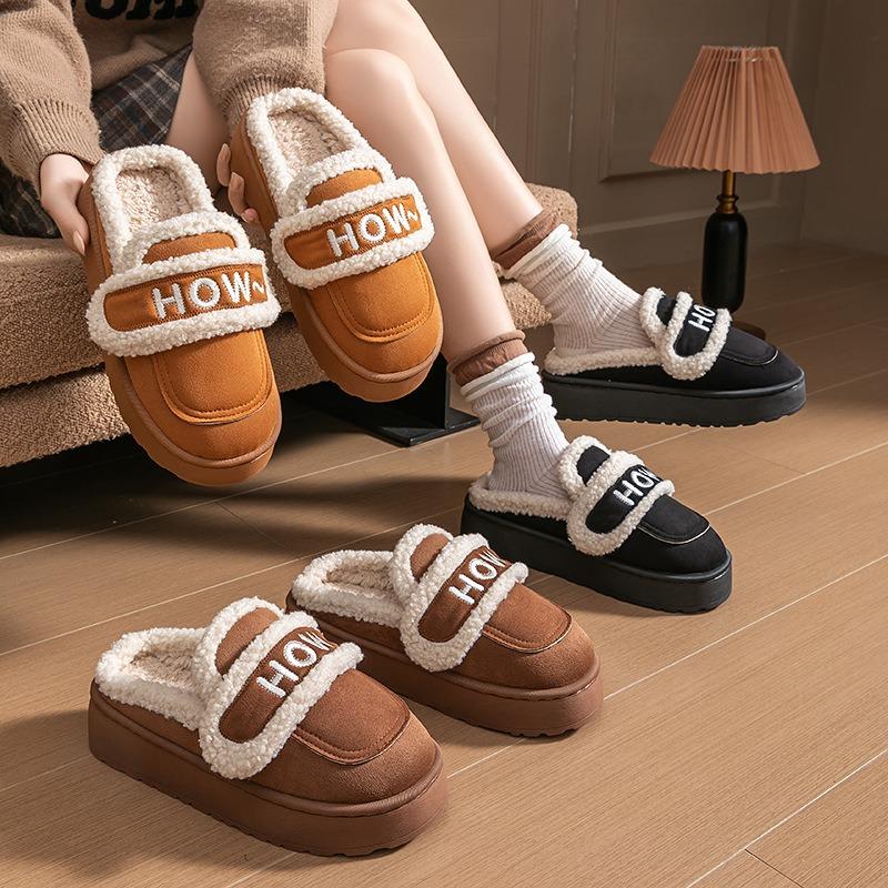 Winter new women's outer wear thick-soled heightening plush warm fashion plush one-pedal cotton shoes