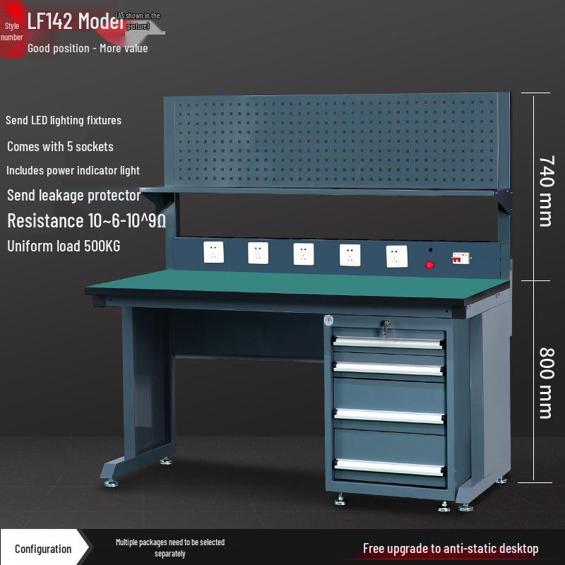Heavy-Duty Anti-Static Multifunctional Workbench with Thickened Steel Frame for Maintenance and Inspection.