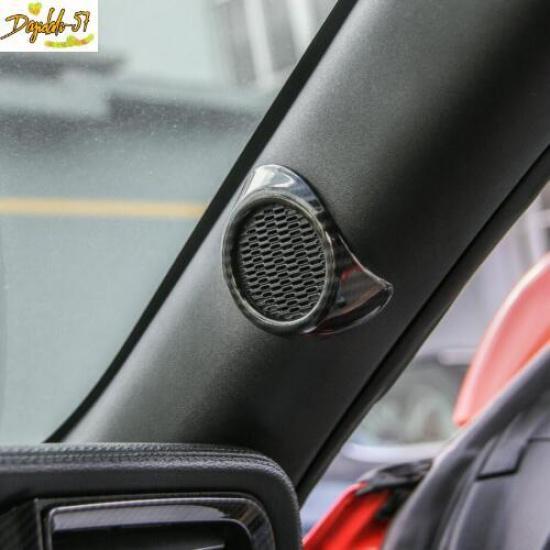 Fit For 2015- Ford Mustang ABS Carbon Fiber A-Pillar Speaker Cover Trim 2PCS