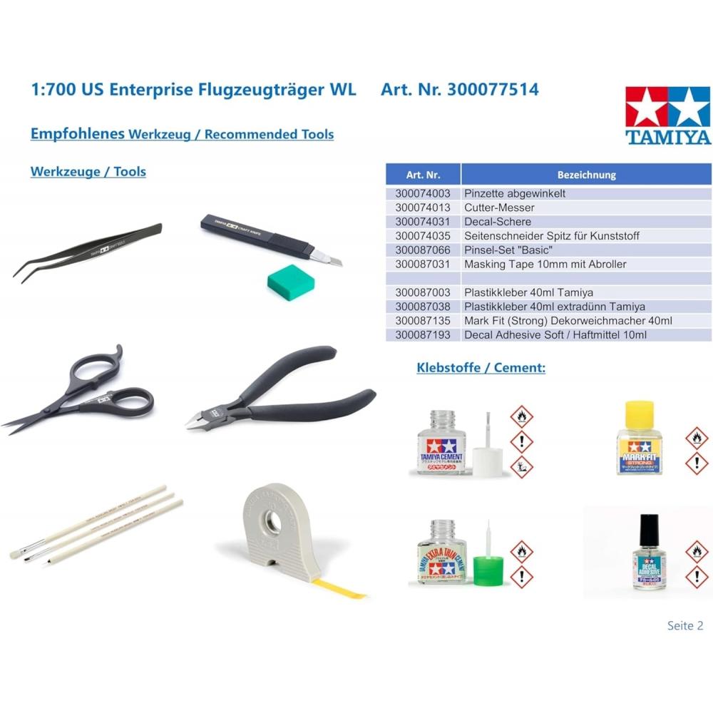 Tamiya 1 700 Waterline Series No. 114 Us Navy Aircraft Carrier Enterprise Plastic Model 77514
