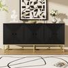 Modern Black Storage Cabinet with 3 Double Doors, Large Storage Space and Matte Surface, Stylish Sideboard for Living Room, Dining Room & Office