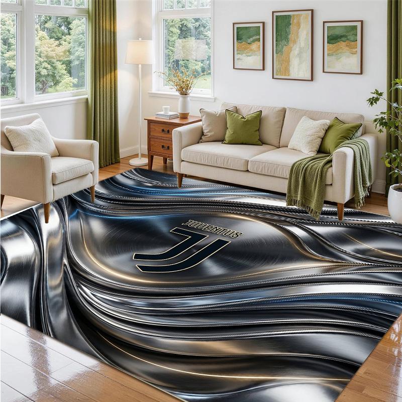 Juventus FC Design Crystal Velvet Rug Soft Decorative Mat for Bedroom Entrance