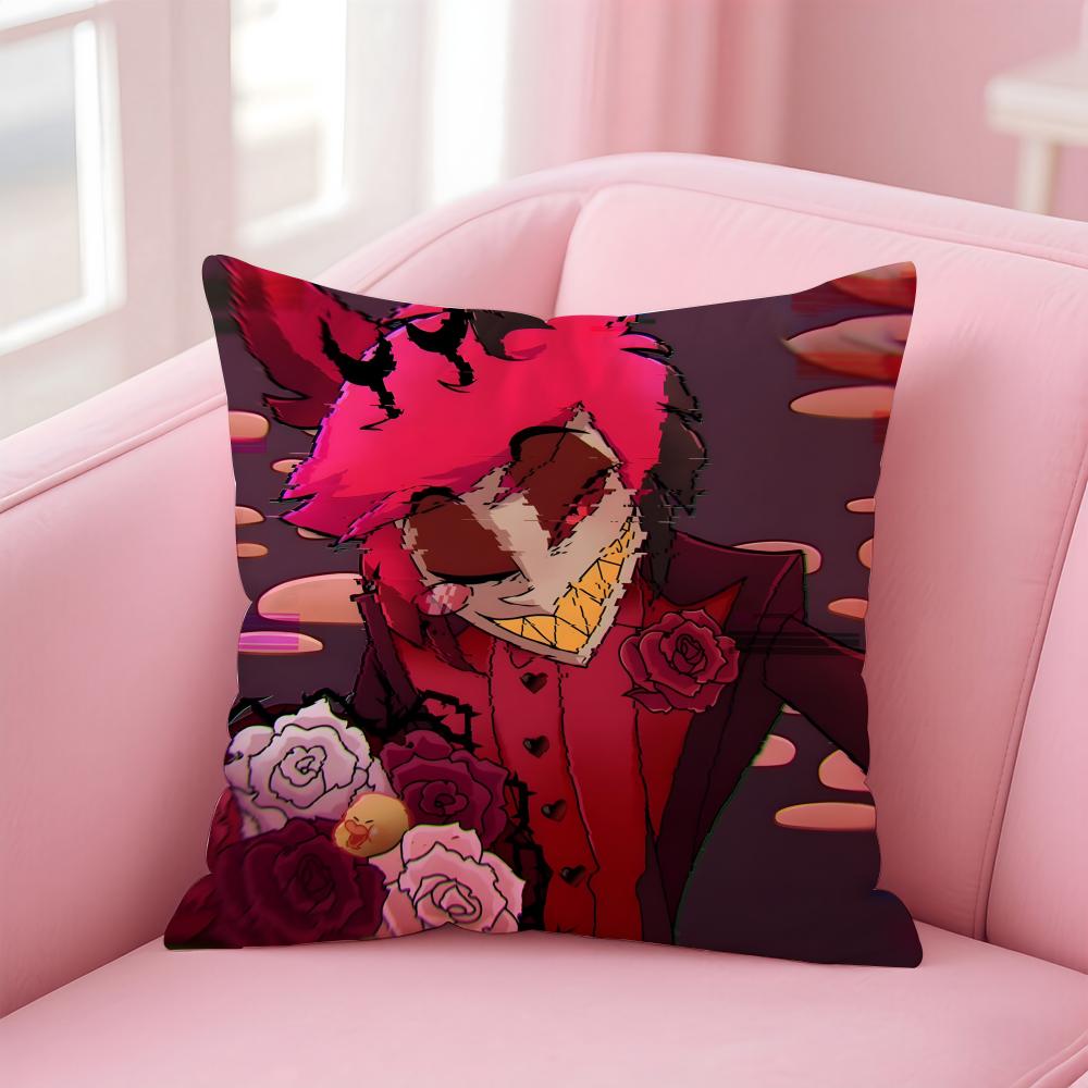 H-Hazbin H-Hotel Anime Cushion Cover Home & Car Multi-Scene Pillow Cover - Reversible, Soft & Durable for Daily Use