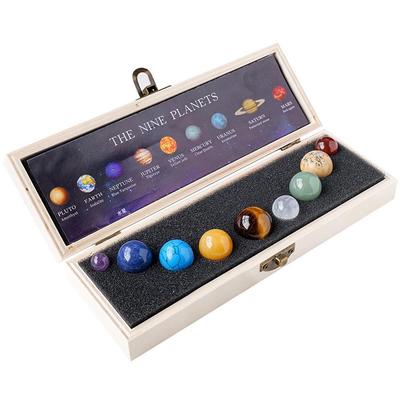 Bola de Cristal Natural 9 Planetas Sistema Solar Solar Pedras de Quartzo Contas Cura Reiki Chakra Esfera de Energia Modelo Galáxia Globo