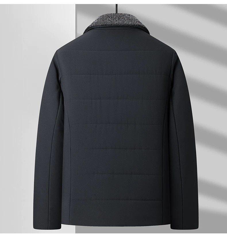 Woodpecker Men's Fleece-Lined Winter Jacket: Thick, Cotton-Padded, Cold-Proof Coat for Middle-Aged and Elderly.