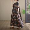 Rochie de vară maxi lungă, din bumbac, vintage, florală, cu mânecă scurtă, mărimi mari, casual, lejeră, pentru femei