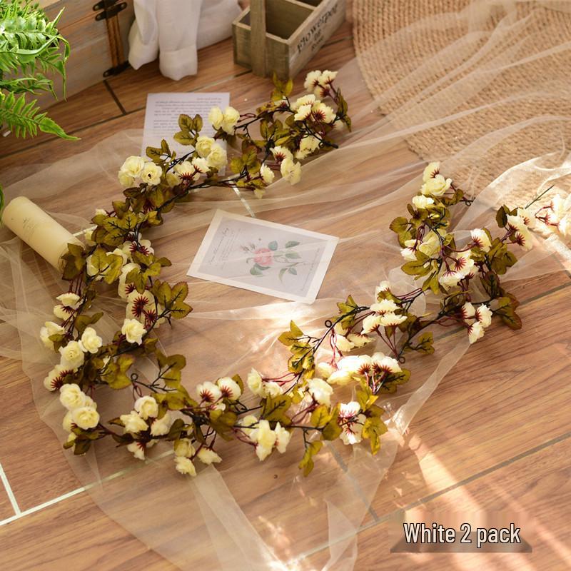 Rattan Plastic Rose Vine Artificial Flowers for Wedding Décor, Ceiling or Wall Hanging, and Air Conditioning Pipe Cover