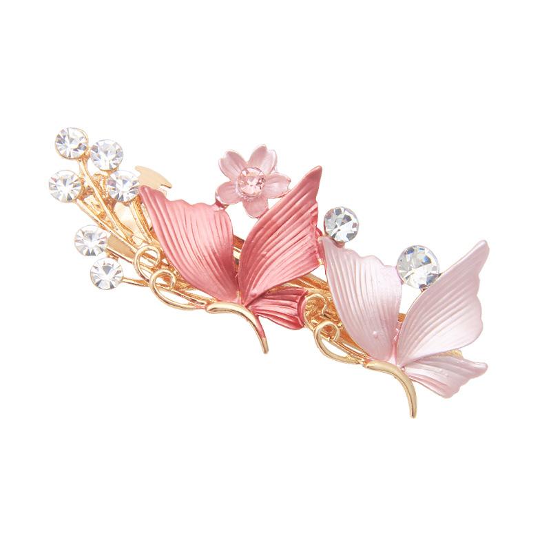 Flower Hairpin Women'S Back Of The Head Zinc Alloy Diamond Paint Hollow Butterfly Spring Clip Autumn And Winter Hairpin Hair Accessories