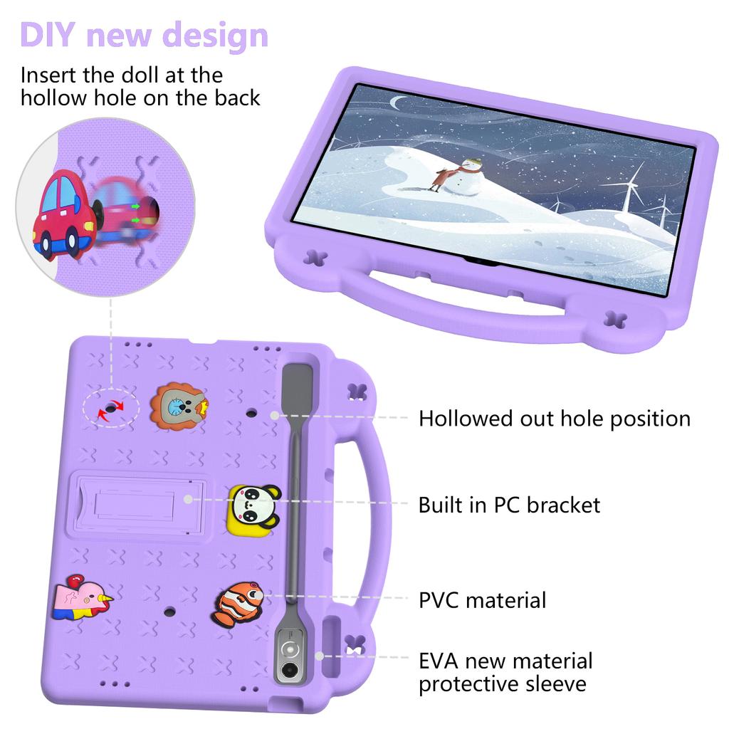 Cute Bear EVA Stand Case Universal For Xiaoxin Pad Pro 12.7 P12 TB-370 373FU 375FC Kids Cover Hand Holder
