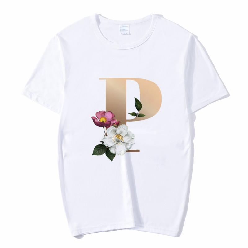 Summer A To Z 26 Alphabet Print Tshirt Cartoon Tees Women Streetwear Funny Casual T