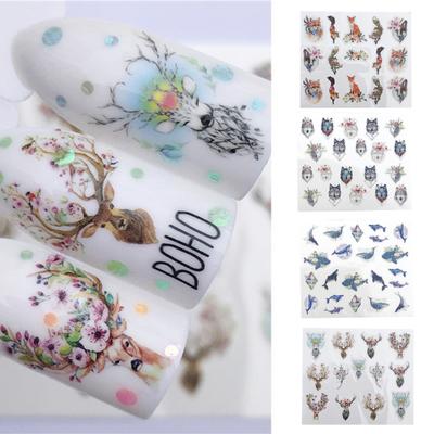 Nail Adhesive Sticker Elk Wolf Animal Pattern Nail Decoration Accessory 2D Nail Art
