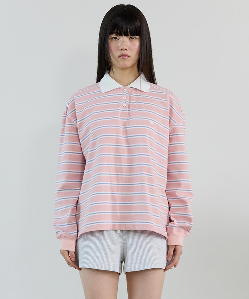 AVAM HOME Oversize Stripe Rugby Tee Pink