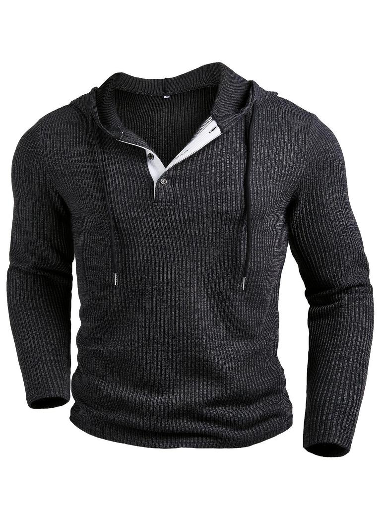 2025 European & American Men's Color Block Hooded Hoodie - Ribbed, Drawstring, Long Sleeve for Autumn & Winter Casual Wear