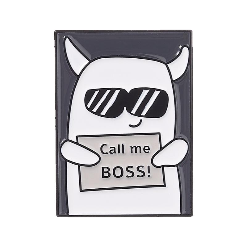 Xiaomi Call Me Boss Little Devil Enamel Pin Cool Devil Wearing Sunglasses Brooch Clothes Lapel Badge Fun Jewelry Gift for Office Worker