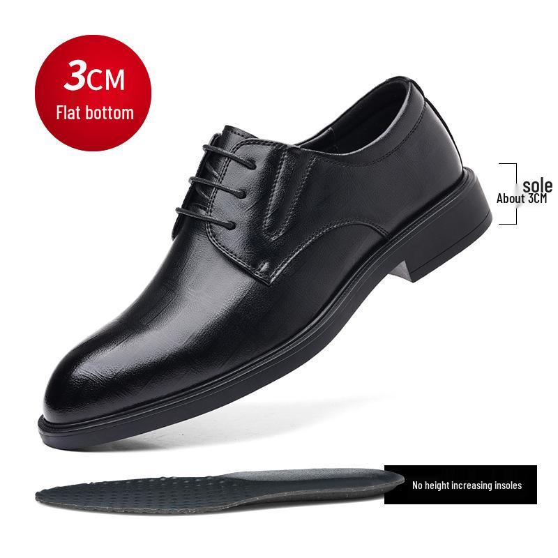 

Laolang Shijia Men s 8CM Height Increasing Black Leather Formal Shoes - British Style Wedding Shoes Size 40